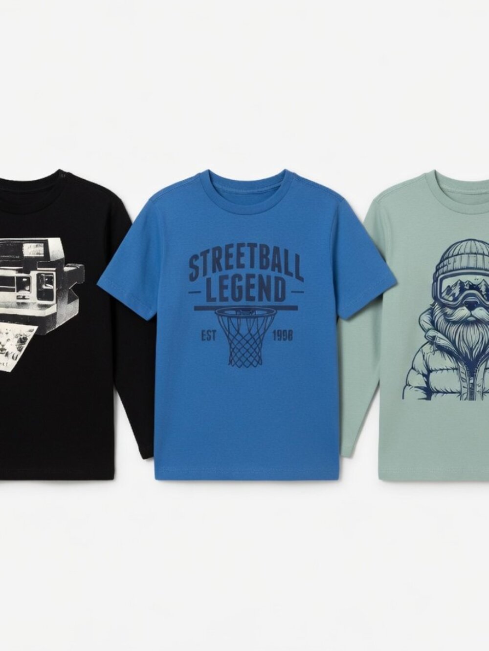 NEW Cat & Jack Boy's Short Sleeve Streetball Legend & Long Sleeve Skiiing Duck